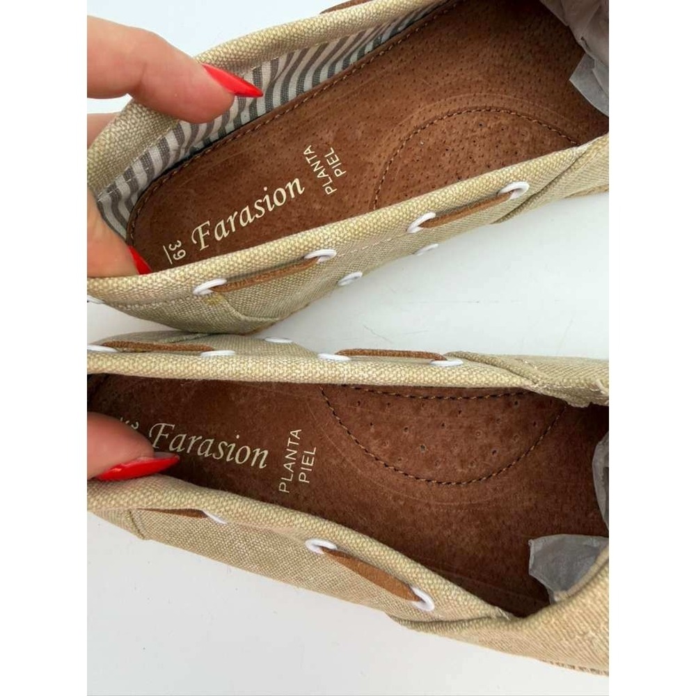 Slip-On Canvas Espadrille Shoes Lightweight Comfort Flat Women - Beige - Size 8 - Picture 6 of 8